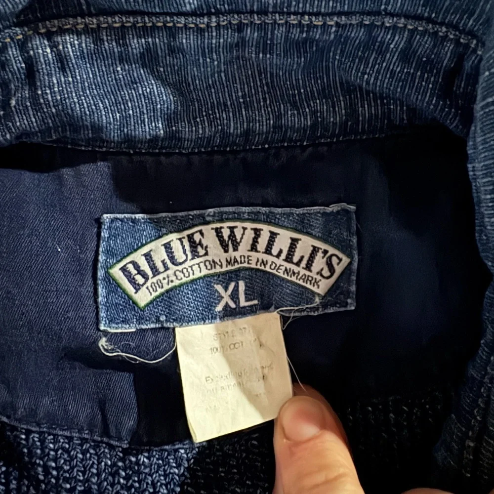 VTG Blue Willi's Heavyweight Pure Indigo Cotton Pullover Henley Sweater